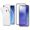 Oli Klar Silikon Kompatibel fr iPhone X/XS Hlle Dnne klare weiche TPU Mit Komplet deckendes Displayschutzglas mit Schwarzen