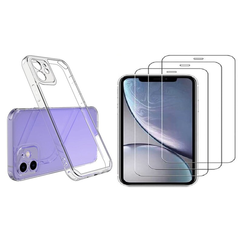 Silikon Case 3 X Schutzglas  4in1 fr iPhone 12 Mini mit Kamera Schutz